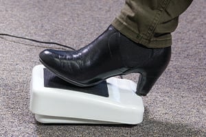 Foot on foot pedal